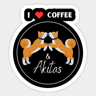 I love coffee and Akita dog black Sticker